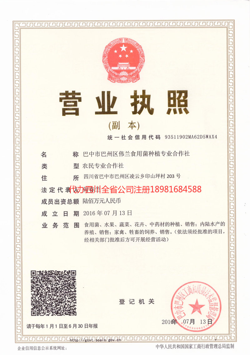 怒江傈僳族自治州怒江傈僳族自治州伟兰食用菌种植专业合作社